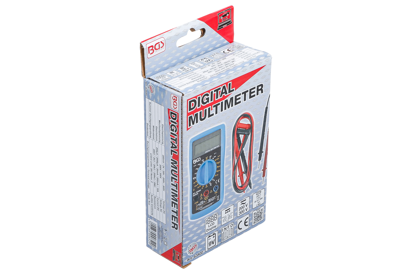 BGS 63400 Multimetro Digitale Professionale, Misura Tensioni, Correnti E Resistenze, Strumento Di Misura Per Elettricisti E Hobbisti